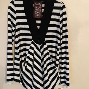 Black and White Striped Women's Top